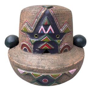 Vintage Southwestern Decorative Clay Vessel Incense Burner Art Pottery Tiki Bar